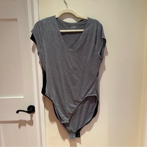 TWO gray and black v-neck bodysuits size XL
